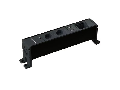 [90346253 1692612] Max Hauri Steckdoseneinheit CUBO 2x T13, USB-A/C, Leermodul Schwarz