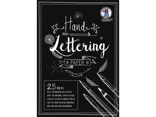 [90054790 1048649] URSUS Zeichenblock Handlettering  A5, 210 g/m², 25 Blatt, Schwarz