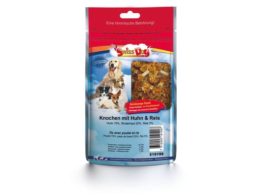 [90346510 1698042] SwissDog Kausnack Knochen mit Huhn &amp; Reis 7 cm