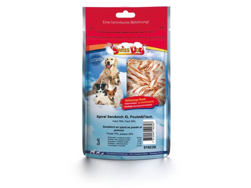[90346524 1698046] SwissDog Leckerli Spiral Sandwich XL Chicken &amp; Fish 100 g