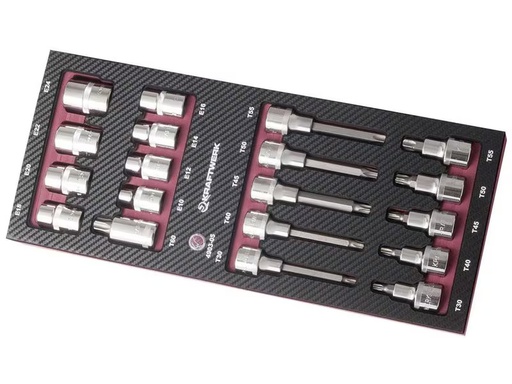 [90346916 1704179] Kraftwerk Steckschlüssel-Set Bit 1/2 TX, 19-teilig