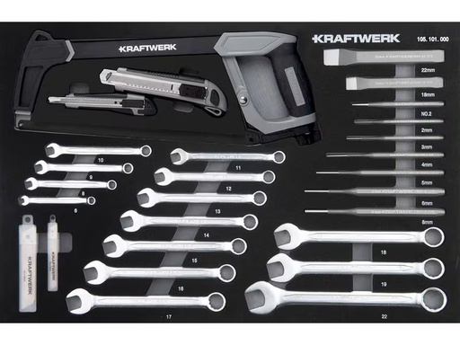 [90347049 1704237] Kraftwerk Kombischlüssel, Schneid- und Schlagwerkzeugeinsatz 46-teilig