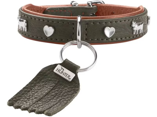 [90347226 1688750] Hunter Halsband München Mini 27/XXS-XS, Rindsleder, Grün/Cognac