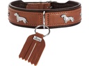 Hunter Teckel-Halsband München 37/XS-S, Rindsleder, Cognac/Schwarz