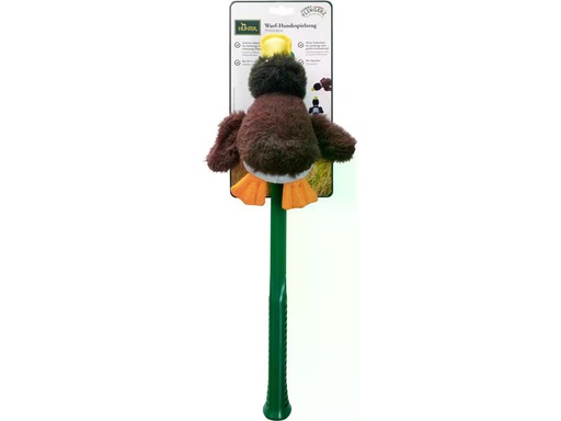 [90347421 1688731] Hunter Hunde-Spielzeug Flingerz Furry Ente, Braun/Grün