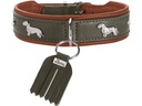Hunter Teckel-Halsband München 42/S, Rindsleder, Grün/Cognac