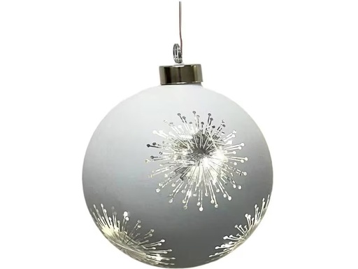 [90347672 1681618] Dameco Weihnachtskugel 8 LEDs, Ø 12 cm, Silber