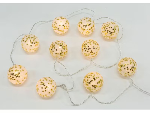 [90347701 1681638] Dameco LED-Lichterkette Kugel, 10 Lampen, 150 cm, Gold