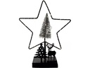 Dameco Tischdeko Stern mit Hirsch und Baum, 26 LEDs, 32 cm, Schwarz