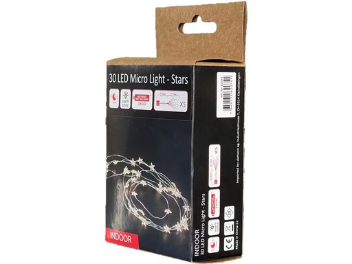 [90347735 1681636] Dameco LED Lichterkette Angel Hair Sterne, 30 LEDs, 70 cm, Silver