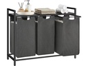 VASAGLE Wäschekorb  mit Ablage 3 x 38 l, Schwarz
