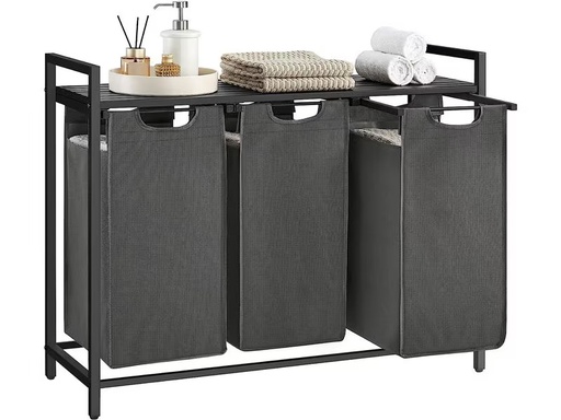 [90347826 1706232] VASAGLE Wäschekorb  mit Ablage 3 x 38 l, Schwarz