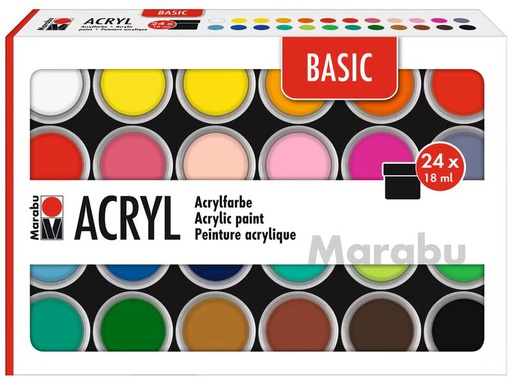 [90347908 1706653] Marabu Acrylfarbe Basic Set 24 x 18 ml