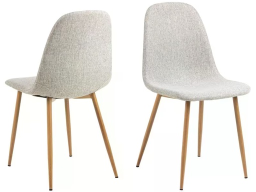 [90348051 1702454] AC Design Stuhl Celia 4 Stück, Hellgrau/Nature