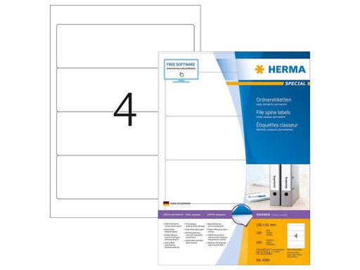 [90005473 1060671] HERMA Ordneretiketten 4284 192 x 61 mm permanent, Weiss