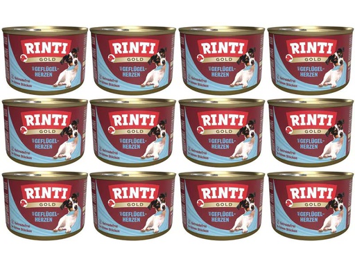 [90348461 1693570] Rinti Nassfutter Dose Gold mit Geflügelherzen, 12 x 185 g