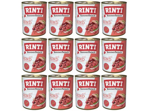 [90348507 1693555] Rinti Nassfutter Kennerfleisch pur Dose Rind, 12 x 800 g