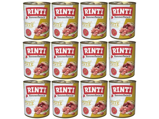 [90348558 1693553] Rinti Nassfutter Kennerfleisch pur Dose Pute, 12 x 800 g