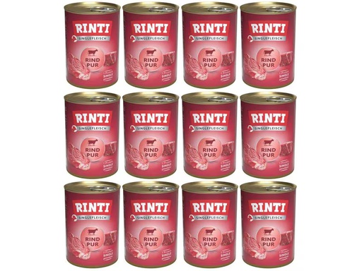 [90348561 1693560] Rinti Nassfutter Singlefleisch Dose Rind Pur, 12 x 400 g