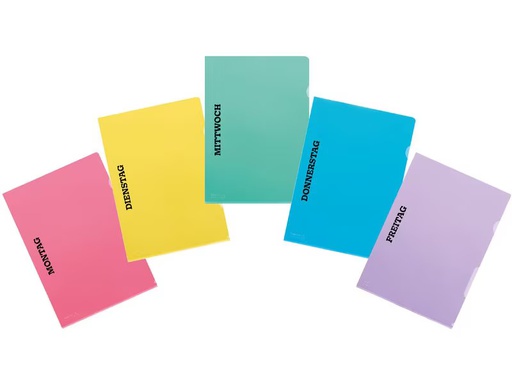 [90348595 1713534] Kolma Sichthülle Fashion Wochentage A4, assortiert, 10 Stück