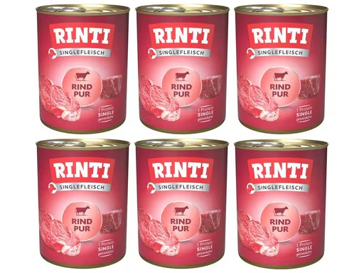 [90348636 1693548] Rinti Nassfutter Singlefleisch Dose Rind Pur, 6 x 800 g