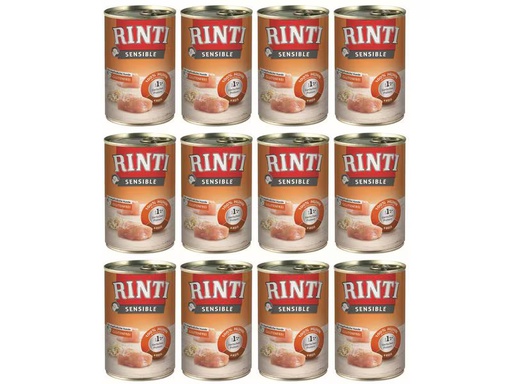 [90348665 1693563] Rinti Nassfutter Sensible Dose Huhn + Reis, 12 x 400 g