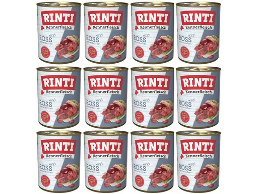 [90348684 1693552] Rinti Nassfutter Kennerfleisch pur Dose Ross, 12 x 800 g