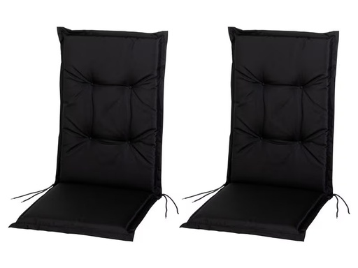 [90348717 1718390] COCON Stuhlauflage Hochlehner Outdoor 118 x 50 cm Schwarz, 2er-Set