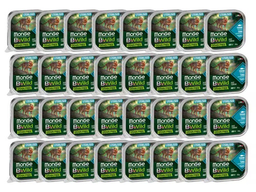[90349336 1693655] Monge Nassfutter Katze Bwild GF Sterilisiert Thunfisch 32x100g