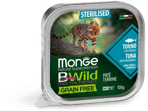 [90349353 1691155] Monge Nassfutter Katze Bwild GF Sterilisiert Thunfisch, Paté 100g