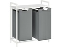 VASAGLE Wäschekorb  mit Ablage 2 x 46 l, Grau/Weiss
