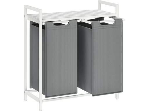 [90350156 1706270] VASAGLE Wäschekorb  mit Ablage 2 x 46 l, Grau/Weiss
