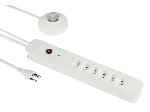 [90350217 1713049] Schönenberger Steckdosenleiste 6 x T13 mit externem Taster, 3 m, Weiss