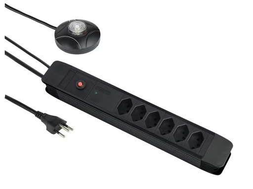 [90350280 1713050] Schönenberger Steckdosenleiste 6 x T13 mit externem Taster, 3 m, Schwarz