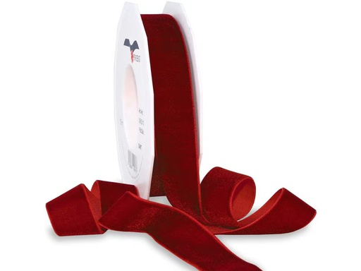 [90350394 1703378] Pattberg Geschenkband Samt 25 mm x 10 m, Bordeaux