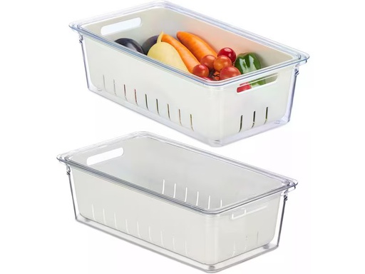[90350462 1695041] relaxdays Kühlschrankorganizer 600 g, 2 Stück, Transparent/Weiss