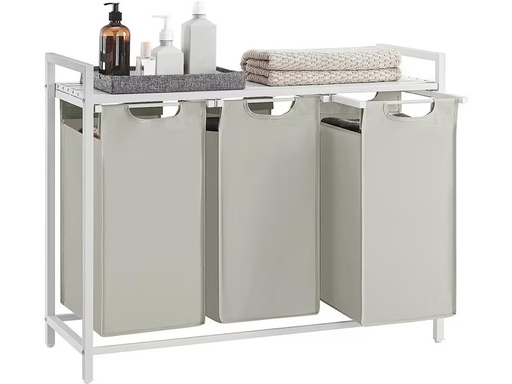 [90350587 1706239] VASAGLE Wäschekorb  mit Ablage 3 x 38 l, Weiss