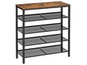 VASAGLE Schuhregal mit 5 Ablagen 75 x 30 x 93 cm, Braun/Schwarz