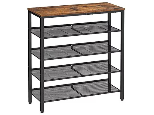 [90350611 1706256] VASAGLE Schuhregal mit 5 Ablagen 75 x 30 x 93 cm, Braun/Schwarz
