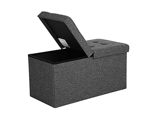 [90350623 1706242] Songmics Truhe mit Klappdeckel 76 x 38 x 38 cm, Dunkelgrau