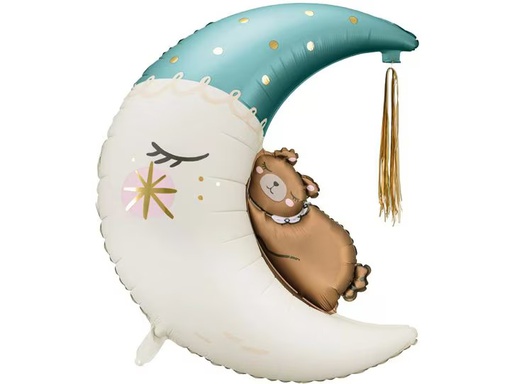 [90350698 1706062] Partydeco Folienballon Teddybär Mond 80 x 98 cm