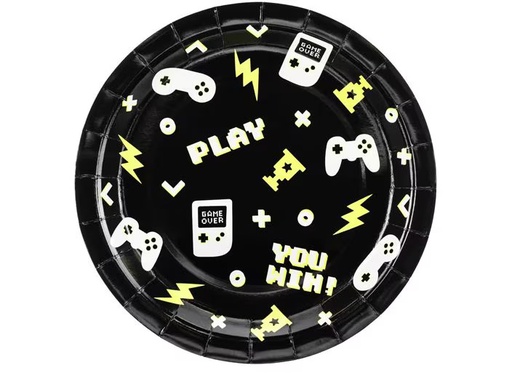 [90350719 1706042] Partydeco Einwegteller Game 23 cm, 6 Stück