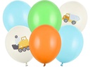 Partydeco Luftballon Ballon Baufahrzeuge Ø 30 cm, 6 Stück, Mehrfarbig