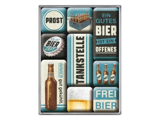 [90350809 1685894] Nostalgic Art Magnet-Set Tankstelle Bier 1 Stück, Mehrfarbig