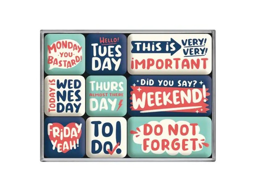 [90350827 1685895] Nostalgic Art Magnet-Set Happy Week 1 Stück, Mehrfarbig