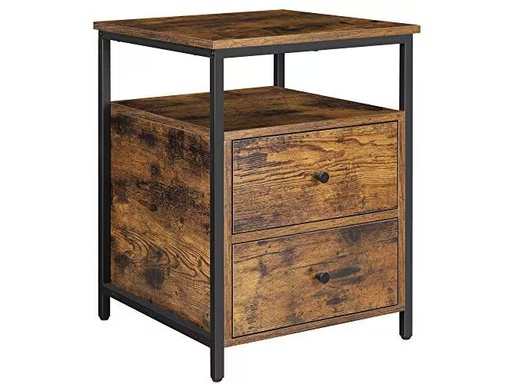 [90350957 1706259] VASAGLE Nachttisch mit 2 Schubladen 45 x 45 x 60 cm, Braun/Schwarz