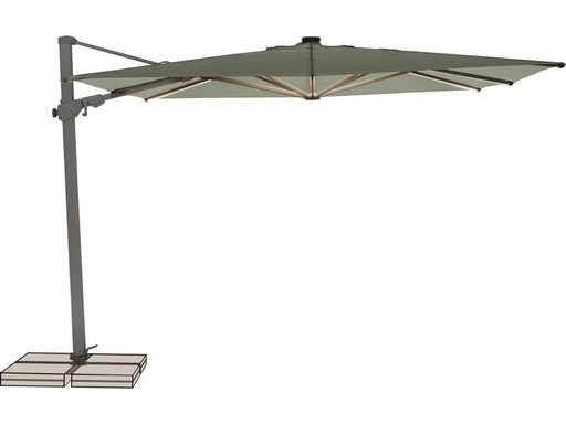 [90351002 1431422] Suncomfort by Glatz Sonnenschirm Varioflex Solar LED, 300 x 300 cm, Light Grey