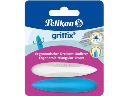 [90351312 1689991] Pelikan Radiergummi Griffix 2 Stück, farbig, Blister