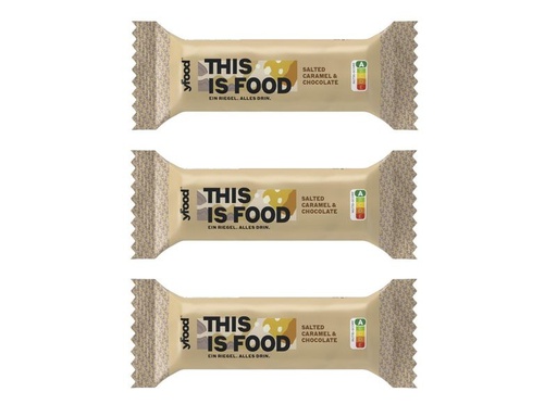 [90351417 1724482] YFOOD Riegel Salted Caramel and Chocolate 3 x 60 g