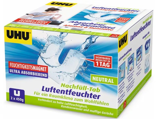 [90351541 1720536] UHU Entfeuchter Ambiance Nachfüll-Tab 450 g, 2 Stück